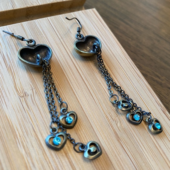Metal color heart crystal earrings (3 for $30) - Picture 2 of 2